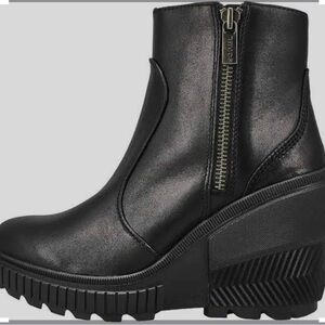 Sorel Ona Ave Zip Wedge Ankle Boots - Black